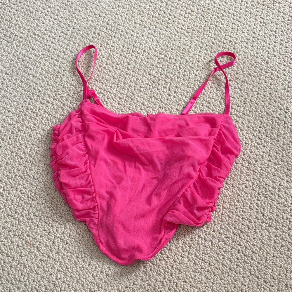 Women’s Pink Ruffled Corset Tank Top